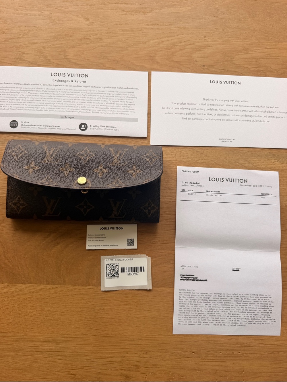 Louis Vuitton Emilie Wallet - Dark Brown & Gold Hardware - Picture 4 of 4